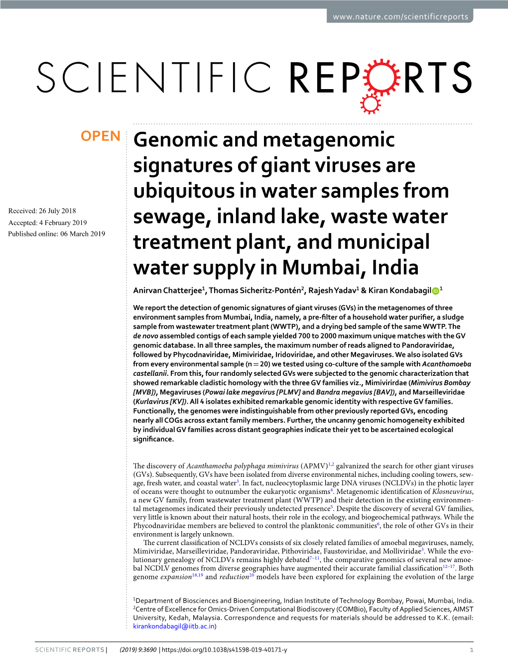 Genomic and Metagenomic Signatures of Giant Viruses Are