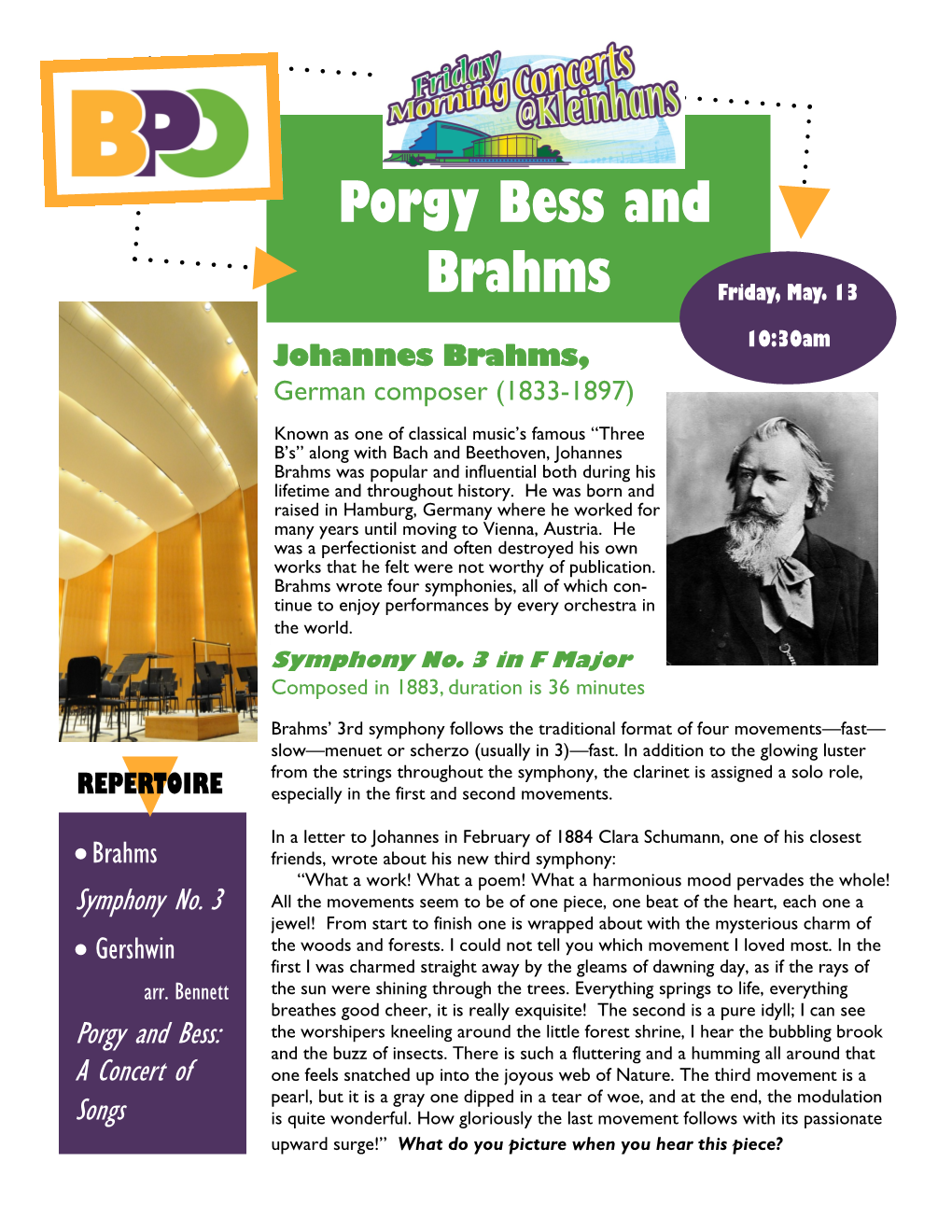 Porgy Bess and Brahms