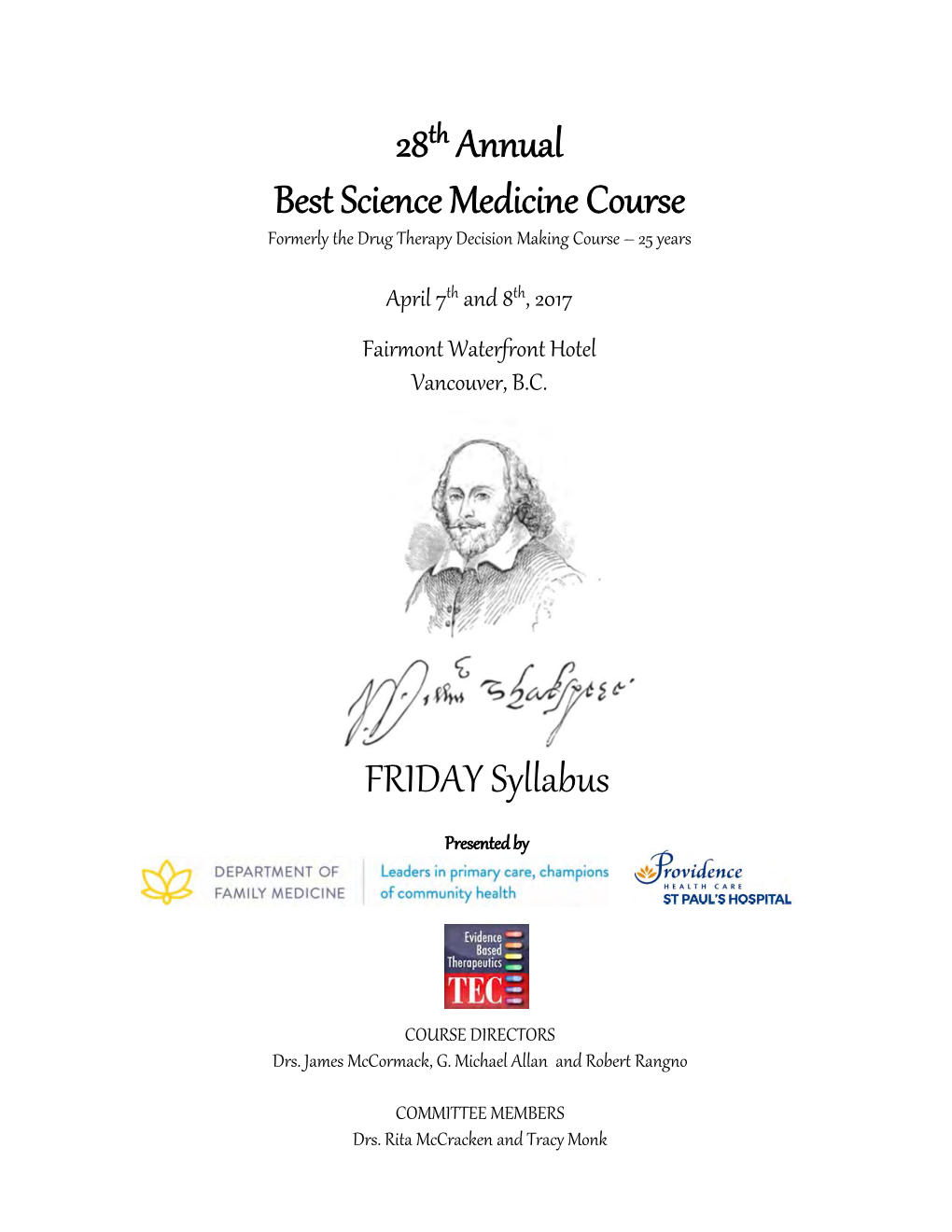 FRIDAY Syllabus 28Th Annual Best Science Medicine Course