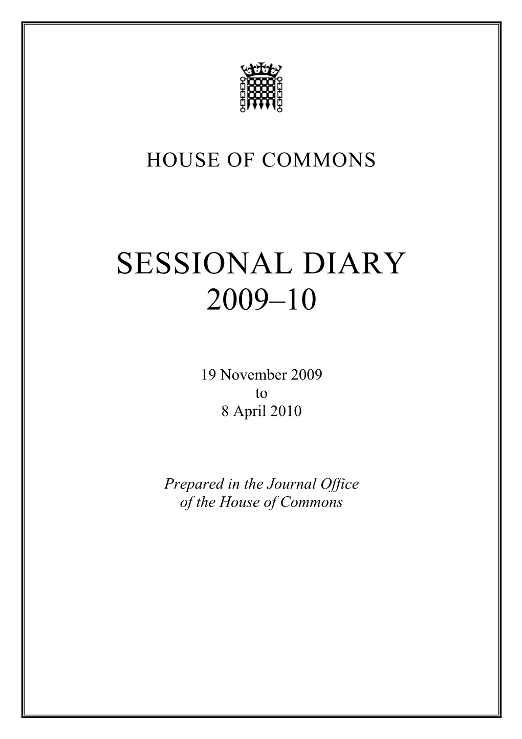 Sessional Diary 2009–10