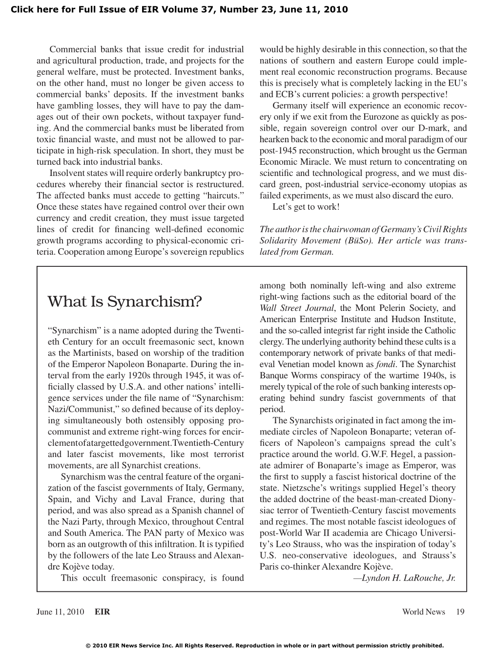 What Is Synarchism?