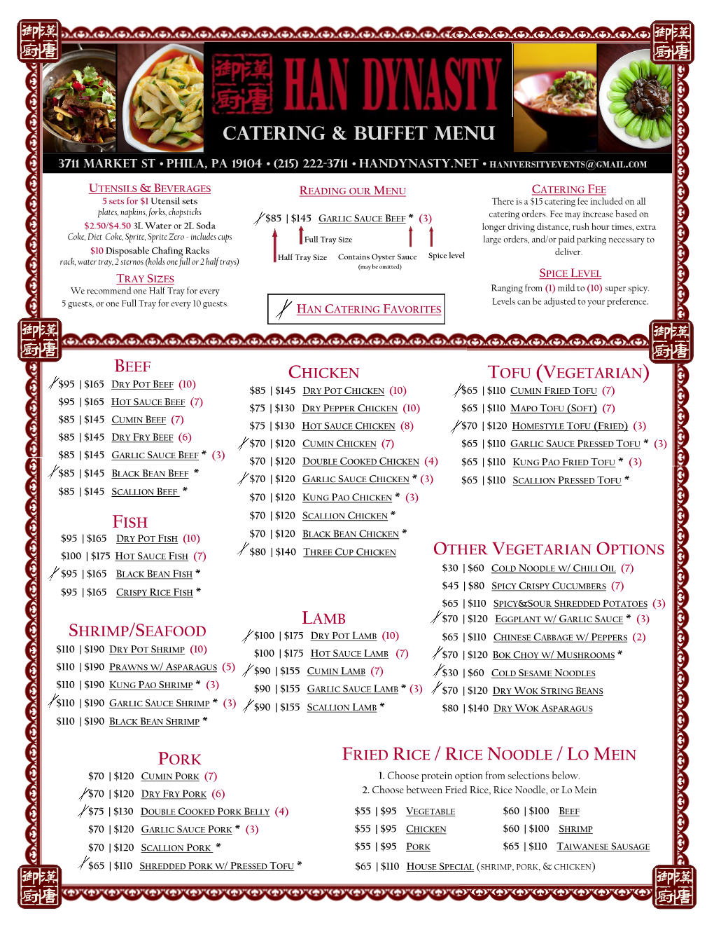 CATERING & Buffet MENU