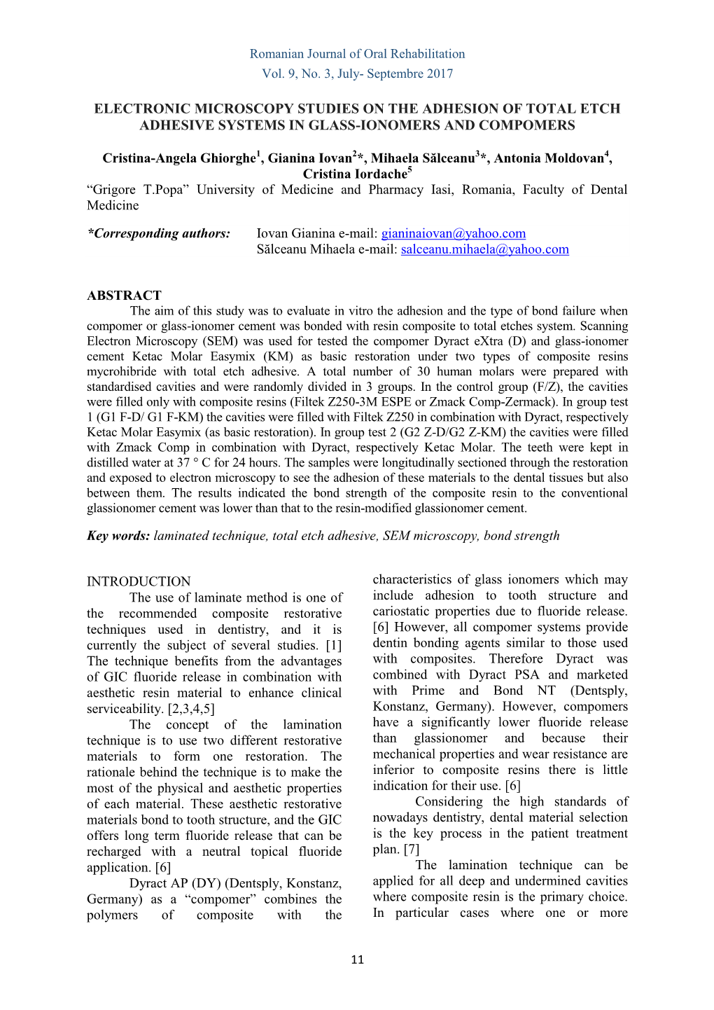 Electronic Microscopy Studies on the Adhesion of Total Etch Adhesive Systems in Glass-Ionomers and Compomers