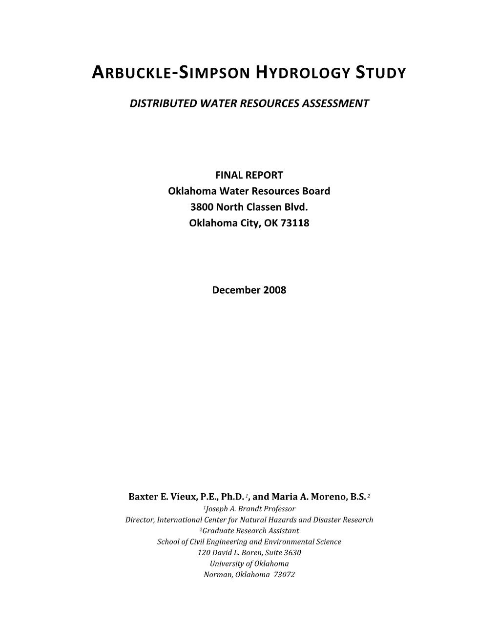 Arbuckle-Simpson Hydrology Study