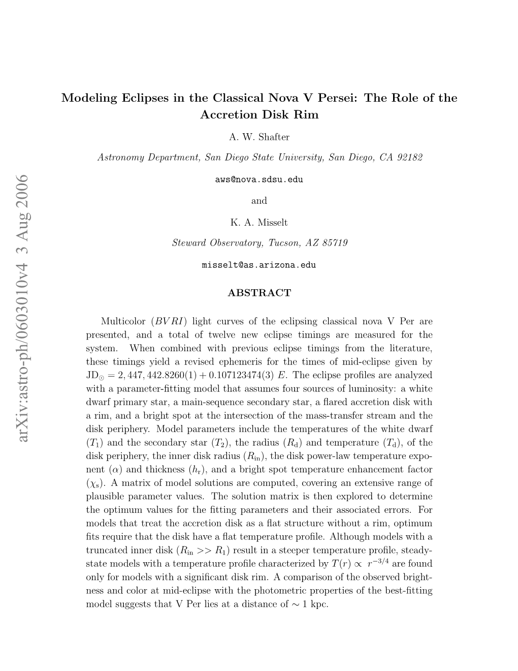 Modeling Eclipses in the Classical Nova V Persei: the Role of the Accretion Disk