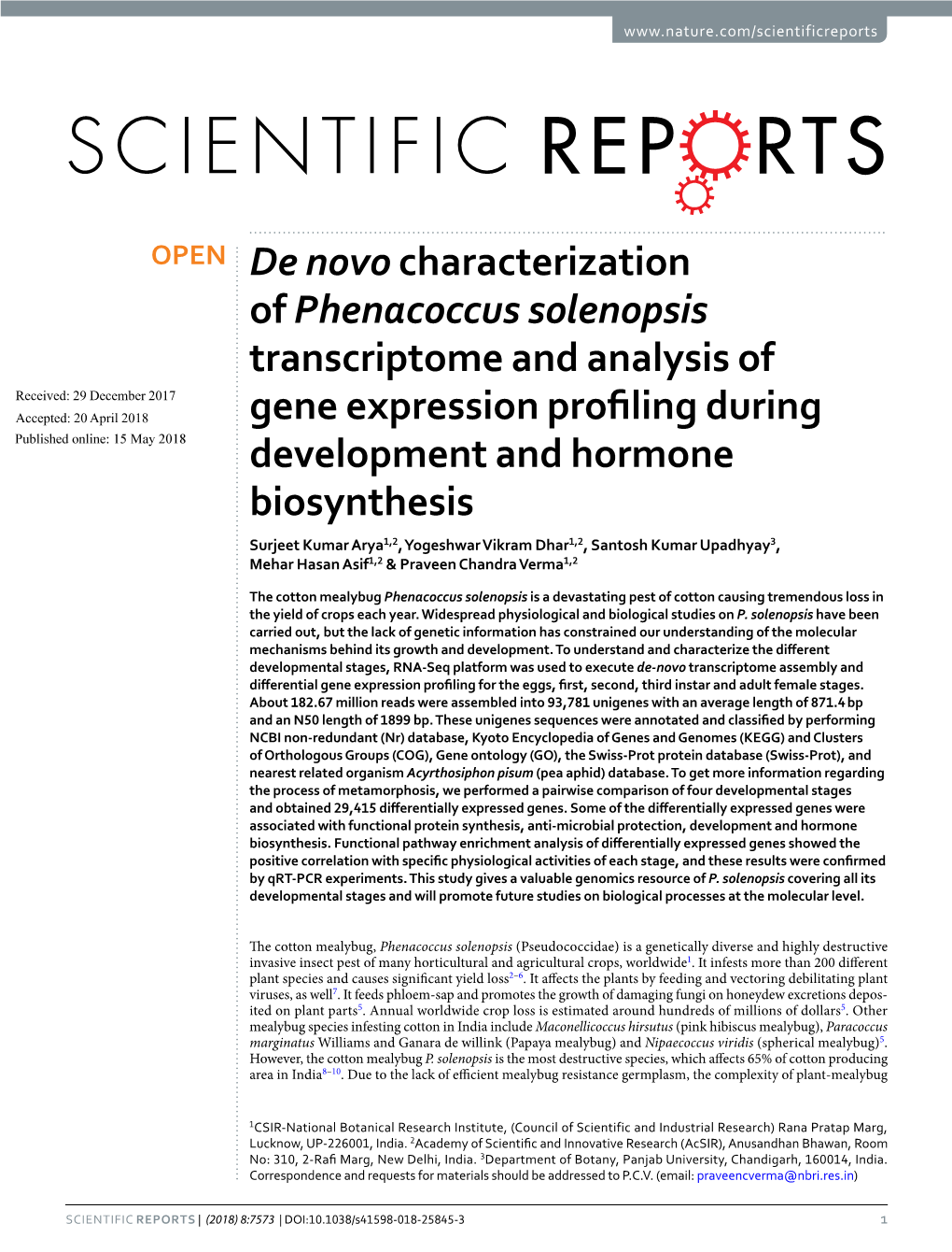 De Novo Characterization of Phenacoccus Solenopsis