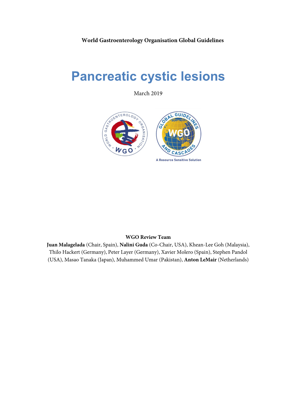 Pancreatic Cystic Lesions March 2019