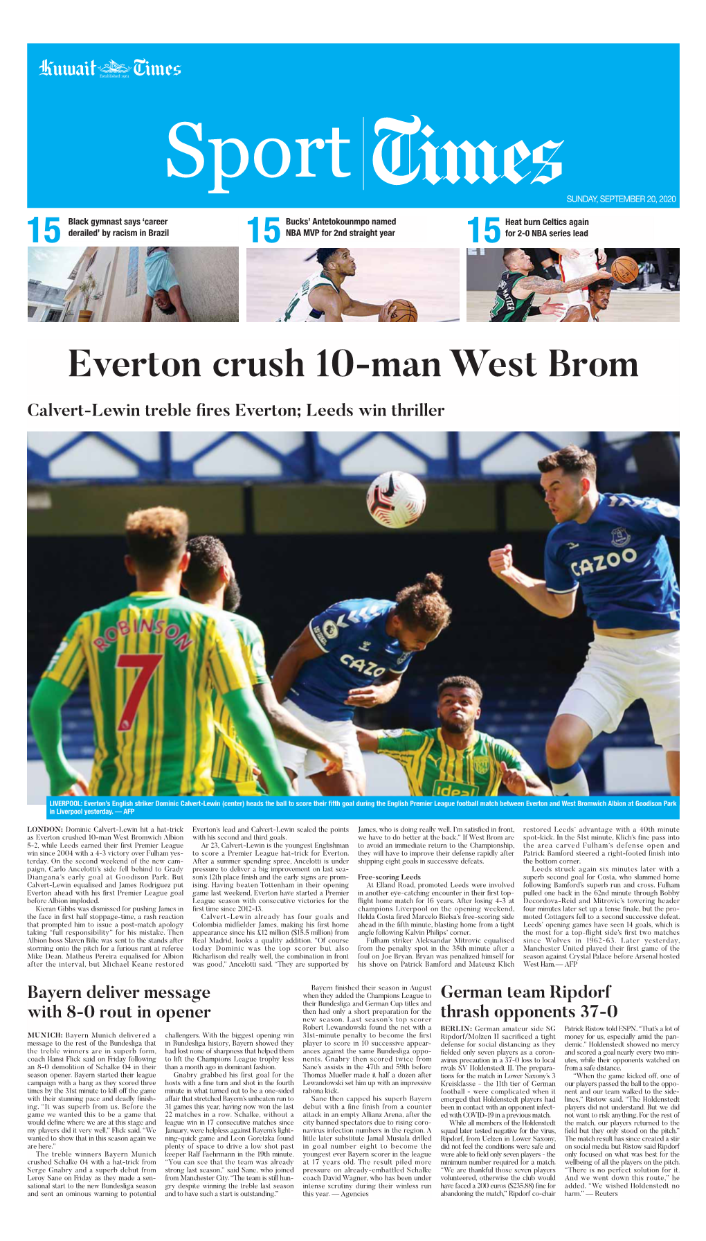 Everton Crush 10-Man West Brom Calvert-Lewin Treble Fires Everton; Leeds Win Thriller