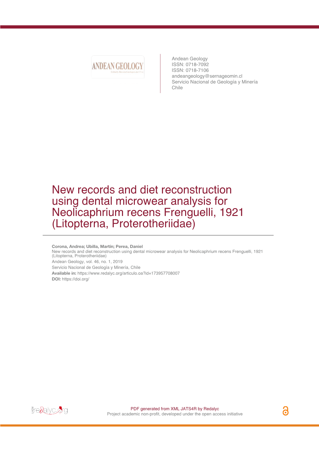 New Records and Diet Reconstruction Using Dental Microwear Analysis for Neolicaphrium Recens Frenguelli, 1921 (Litopterna, Proterotheriidae)