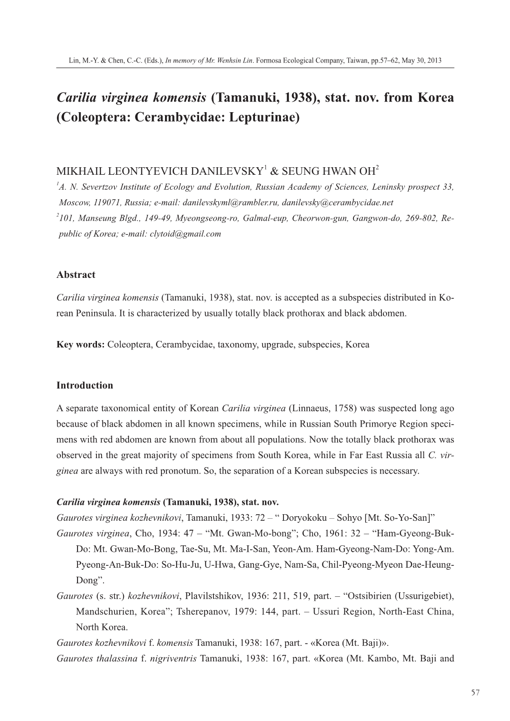 Coleoptera: Cerambycidae: Lepturinae)