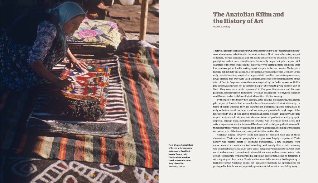 The Anatolian Kilim and the History of Art Walter B