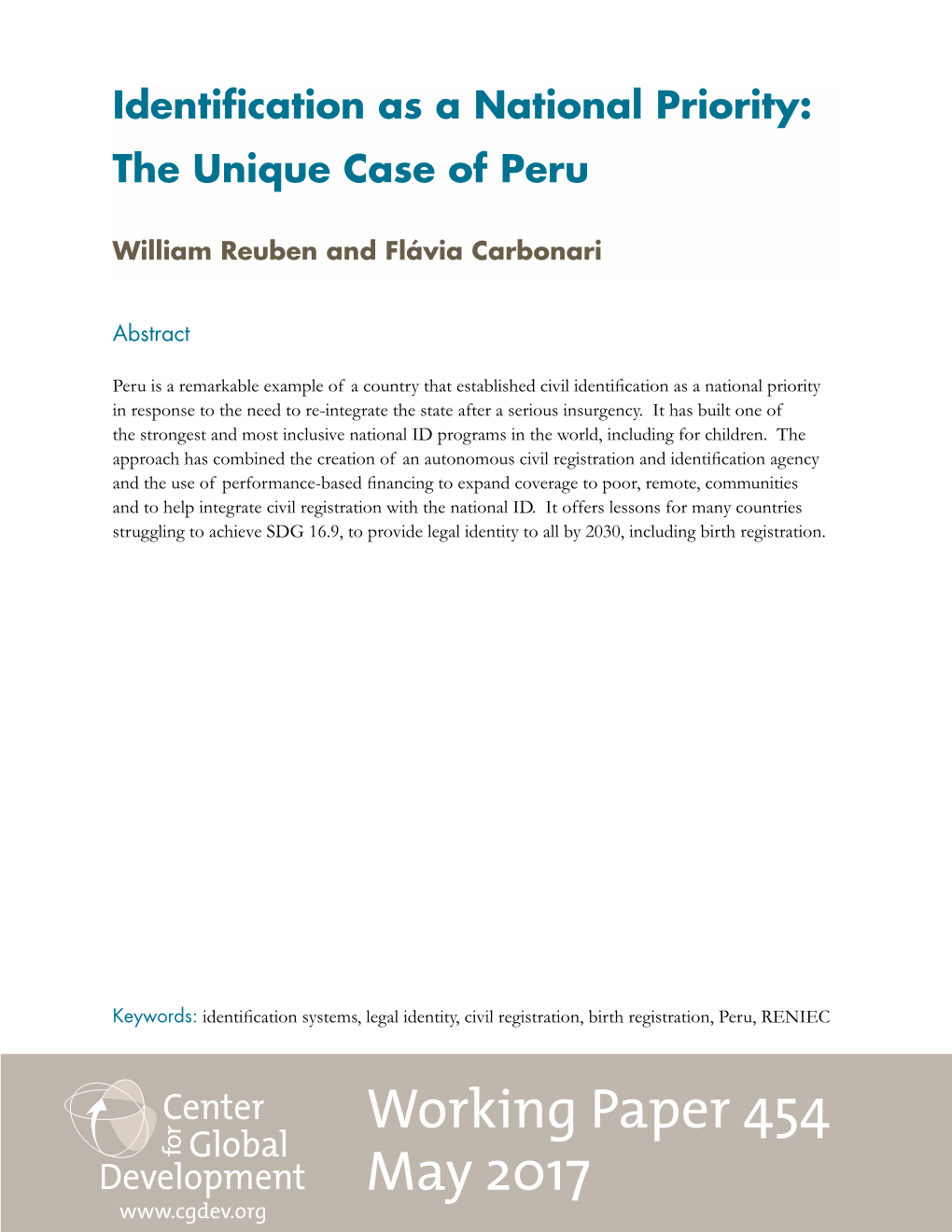 Identification As a National Priority: the Unique Case of Peru