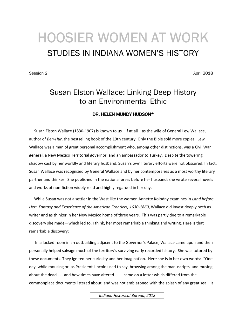 Susan Elston Wallace: Linking Deep History to an Environmental Ethic