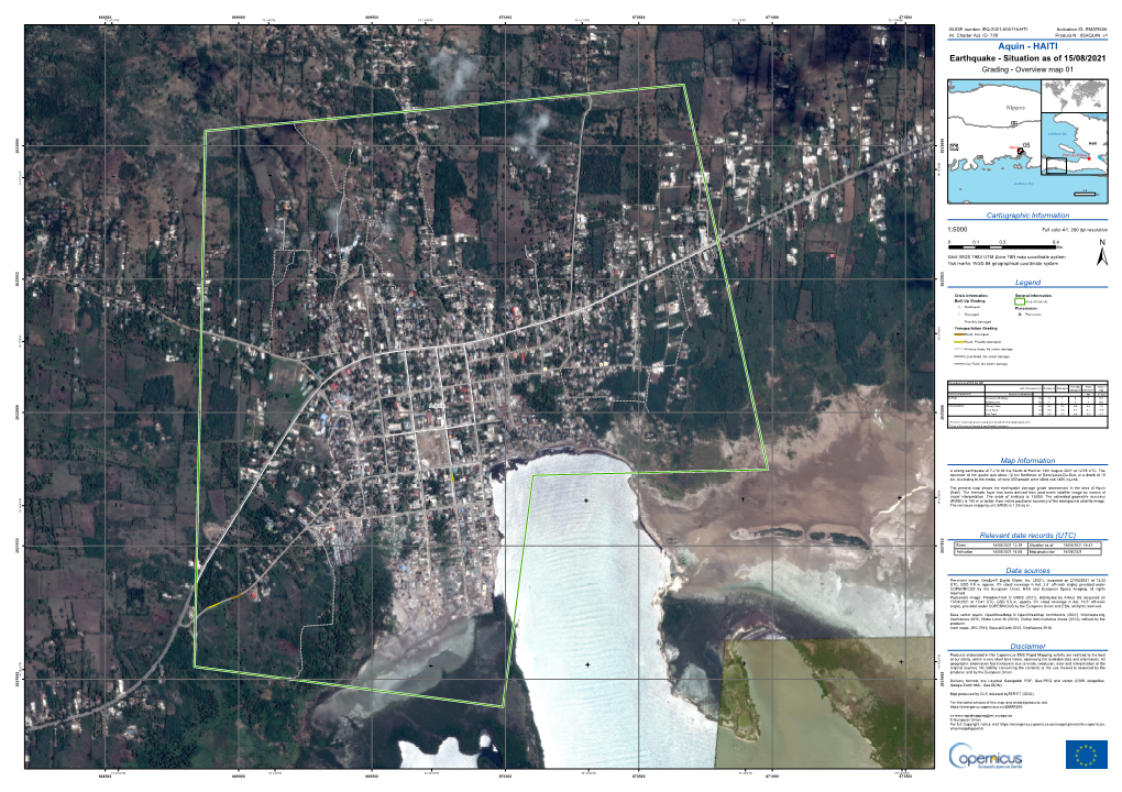 AQUIN, V1 Aquin - HAITI Earthquake - Situation As of 15/08/2021 Grading - Overview Map 01