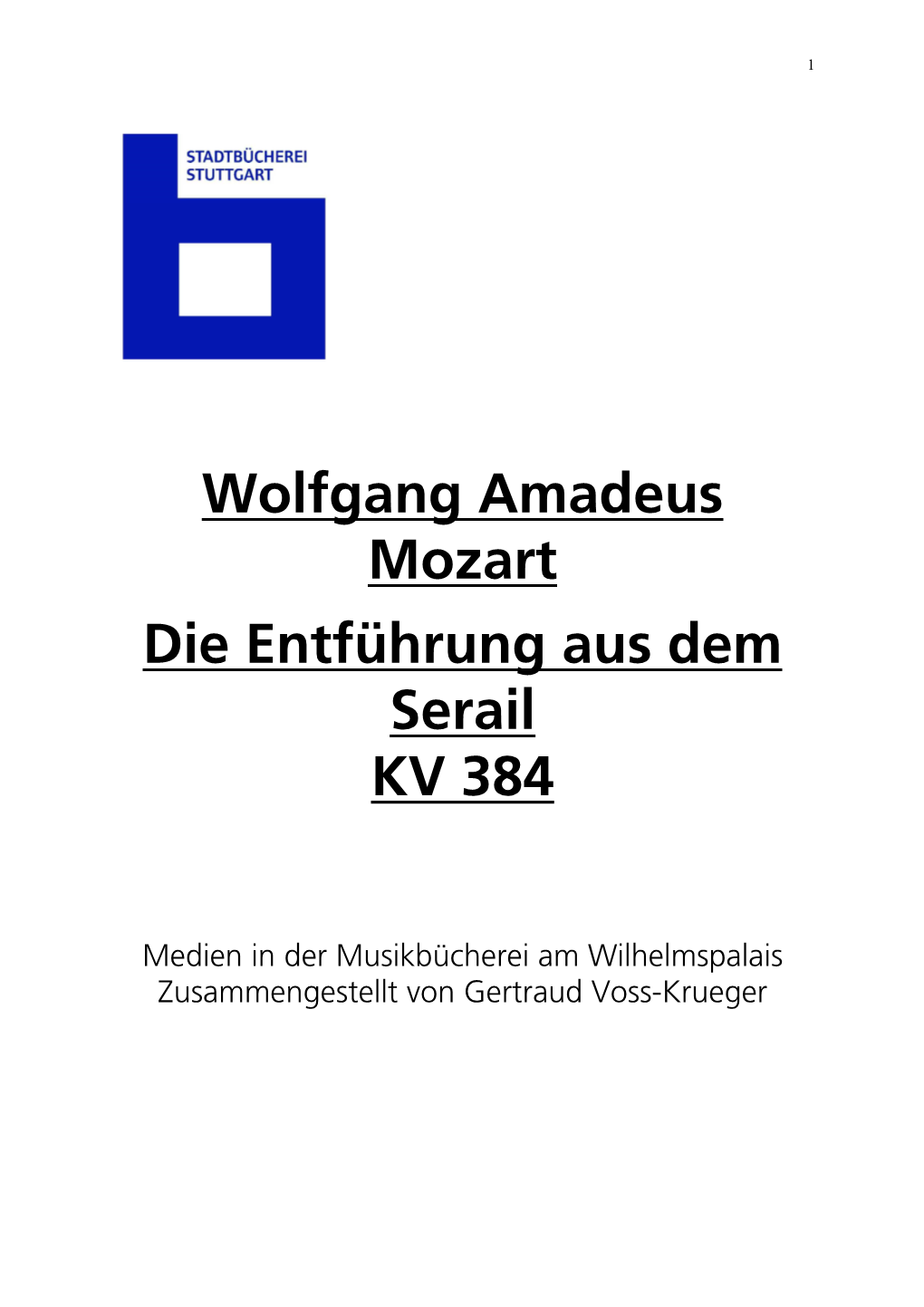 Wolfgang Amadeus Mozart Die Entführung Aus Dem Serail KV 384