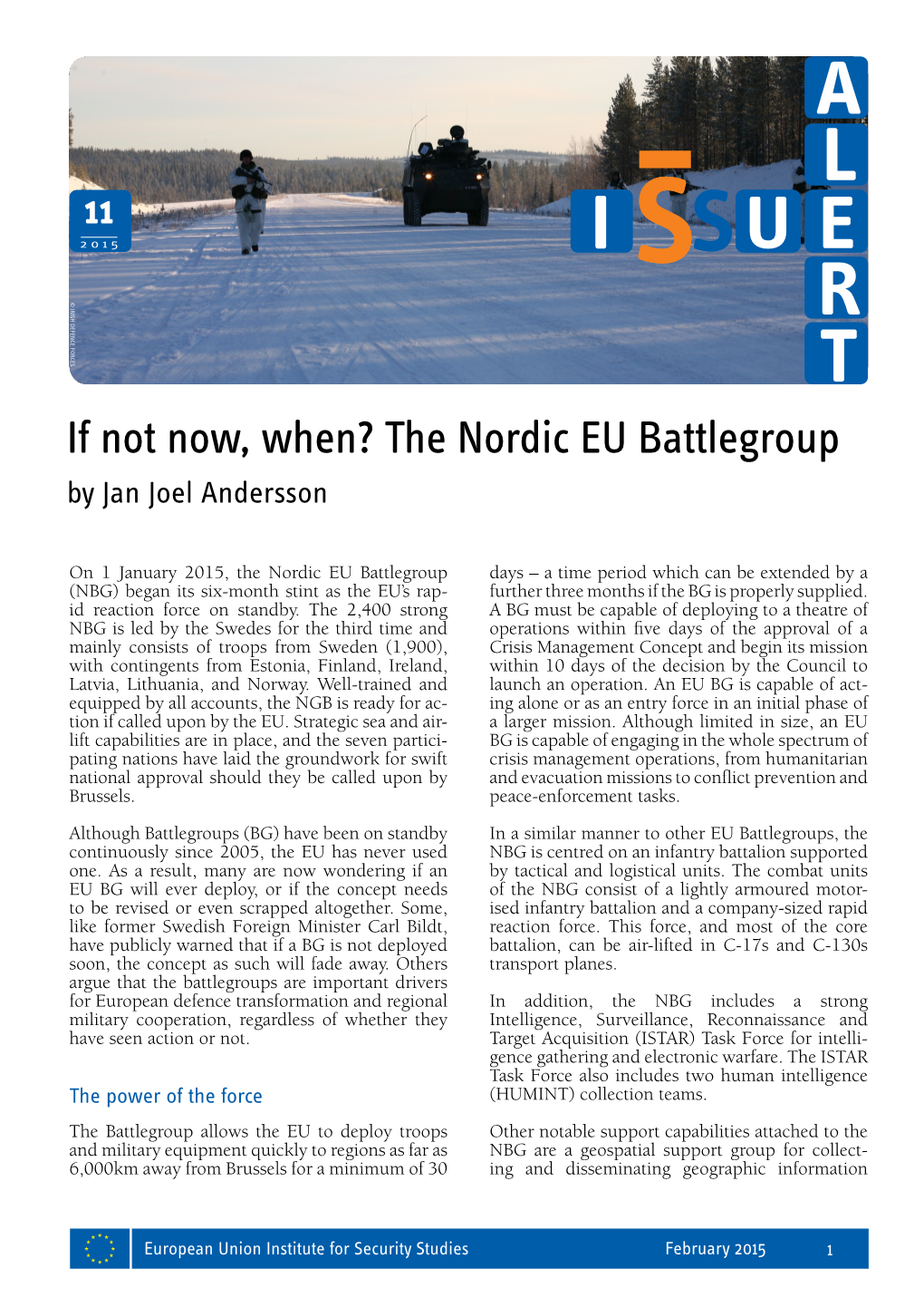 If Not Now, When? the Nordic EU Battlegroup by Jan Joel Andersson