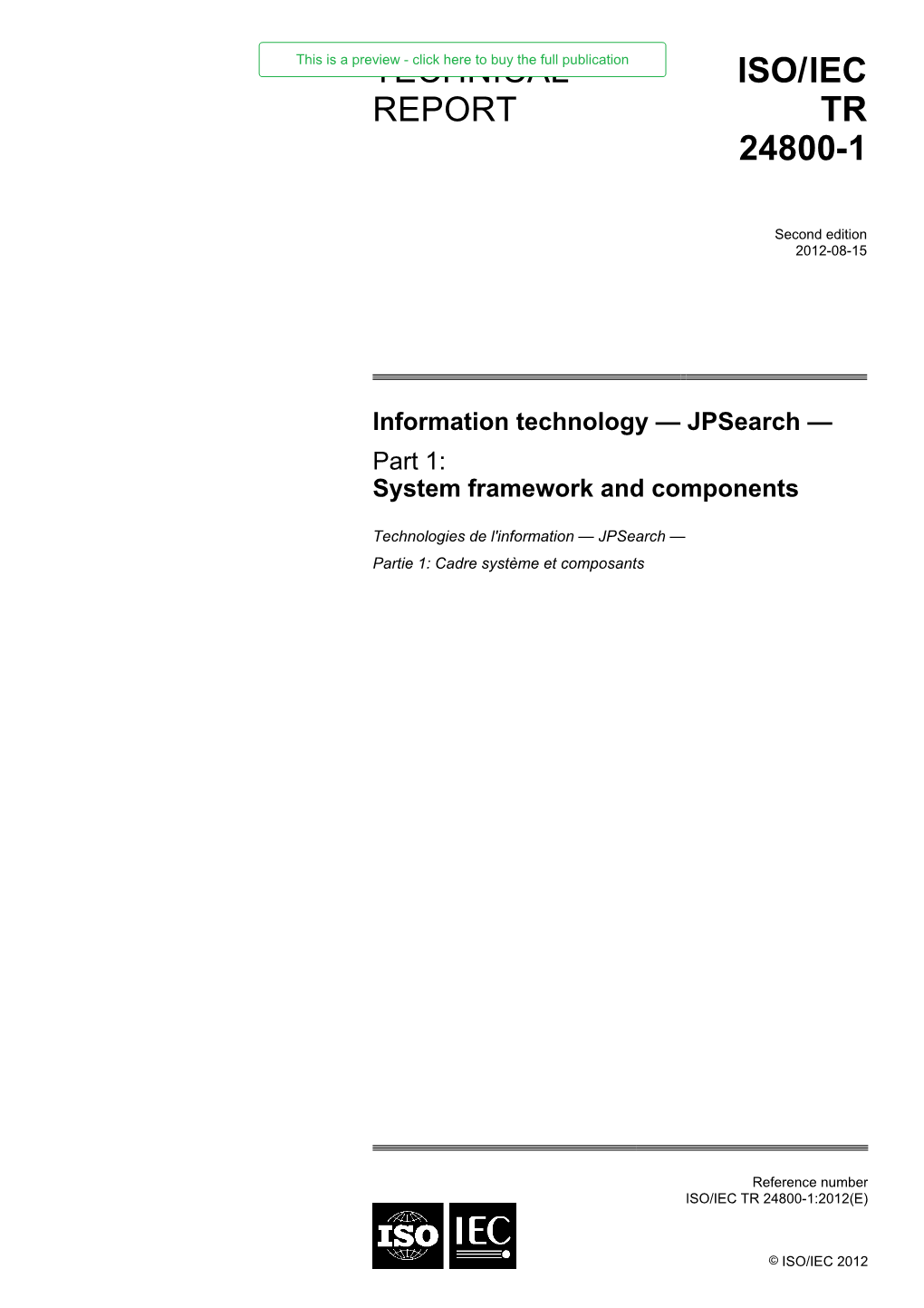 Technical Report Iso/Iec Tr 24800-1:2012(E)