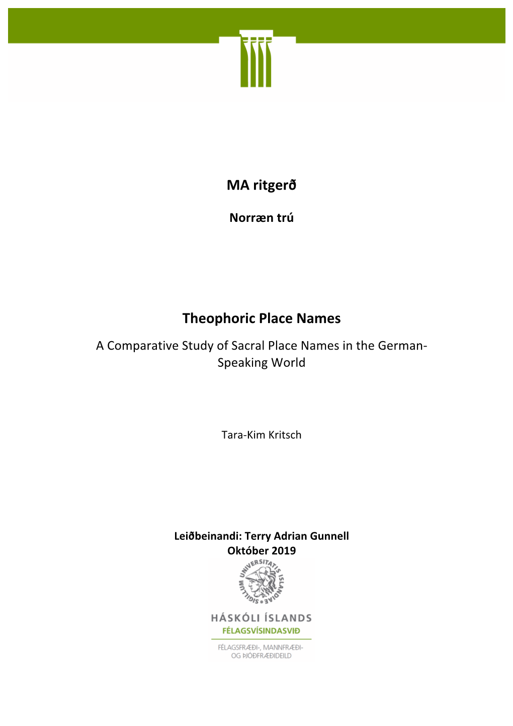 MA Ritgerð Theophoric Place Names