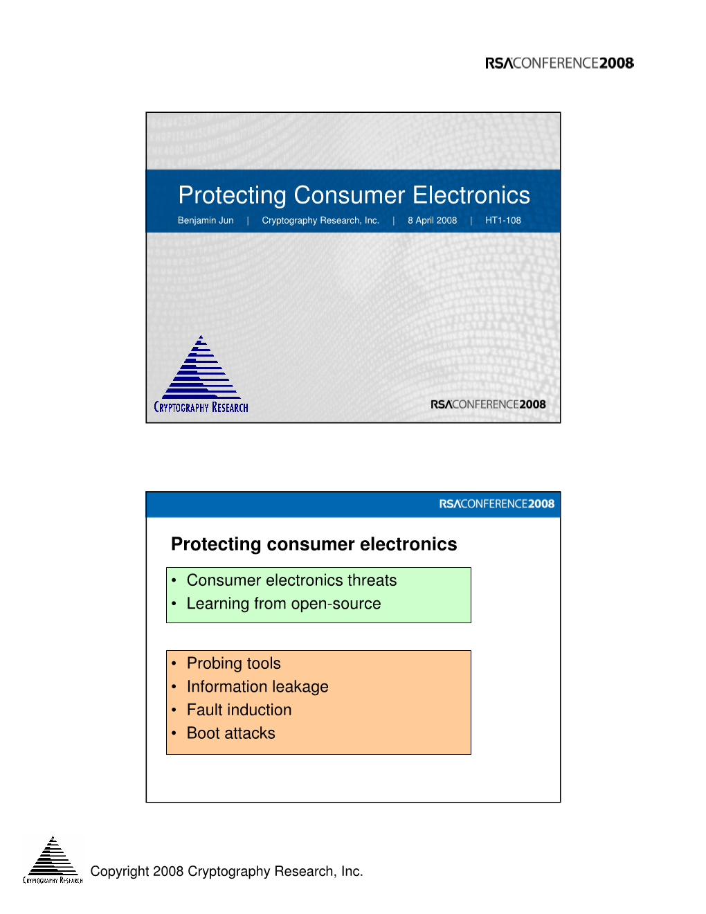 Protecting Consumer Electronics Benjamin Jun | Cryptography Research, Inc