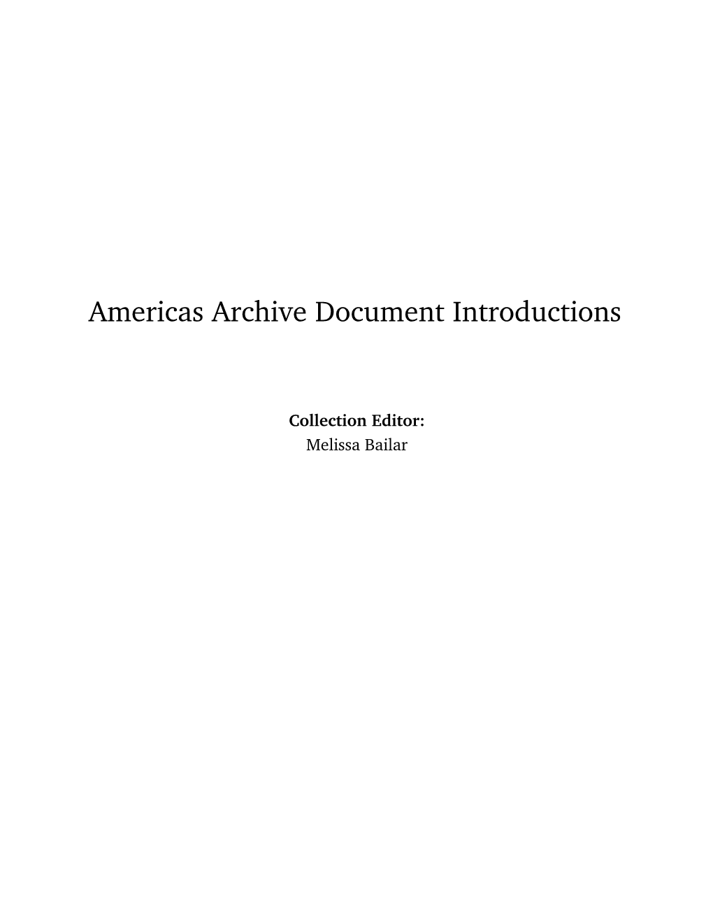 Americas Archive Document Introductions