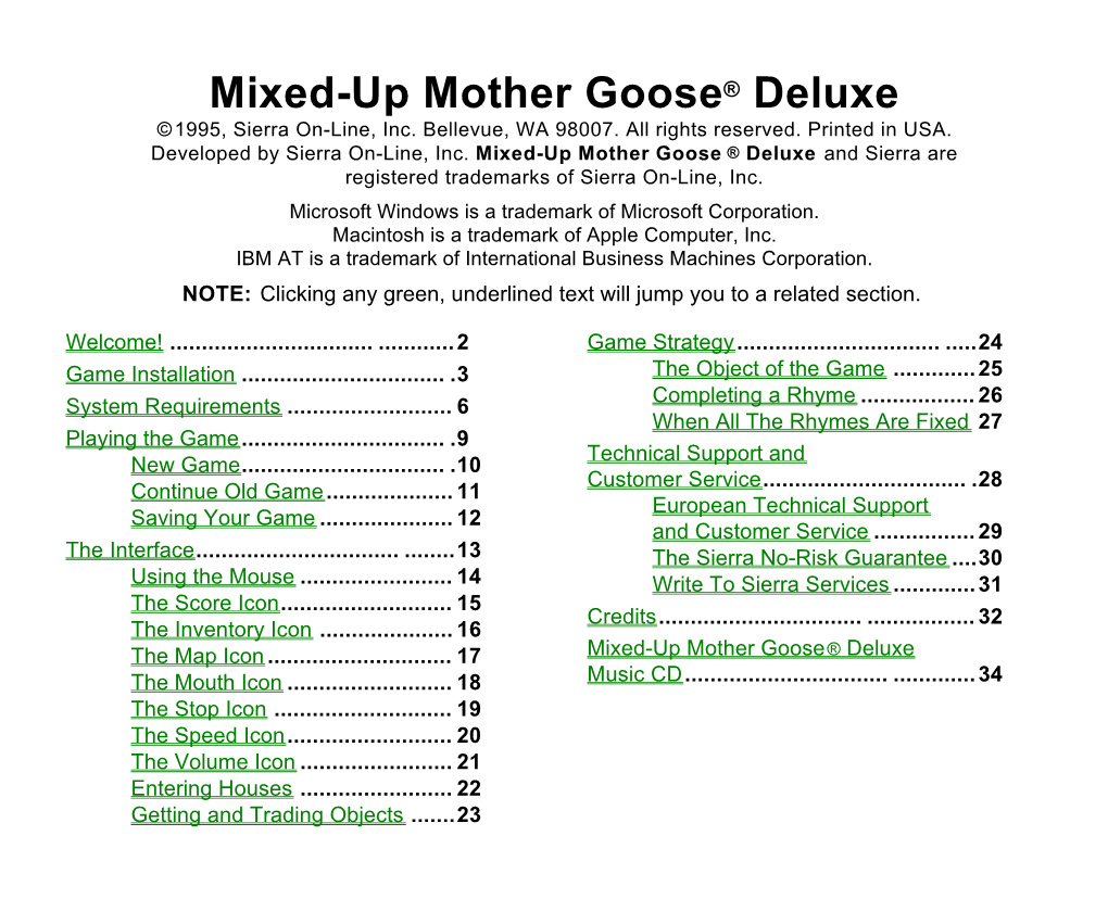Mixed-Up Mother Goose® Deluxe ©1995, Sierra On-Line, Inc