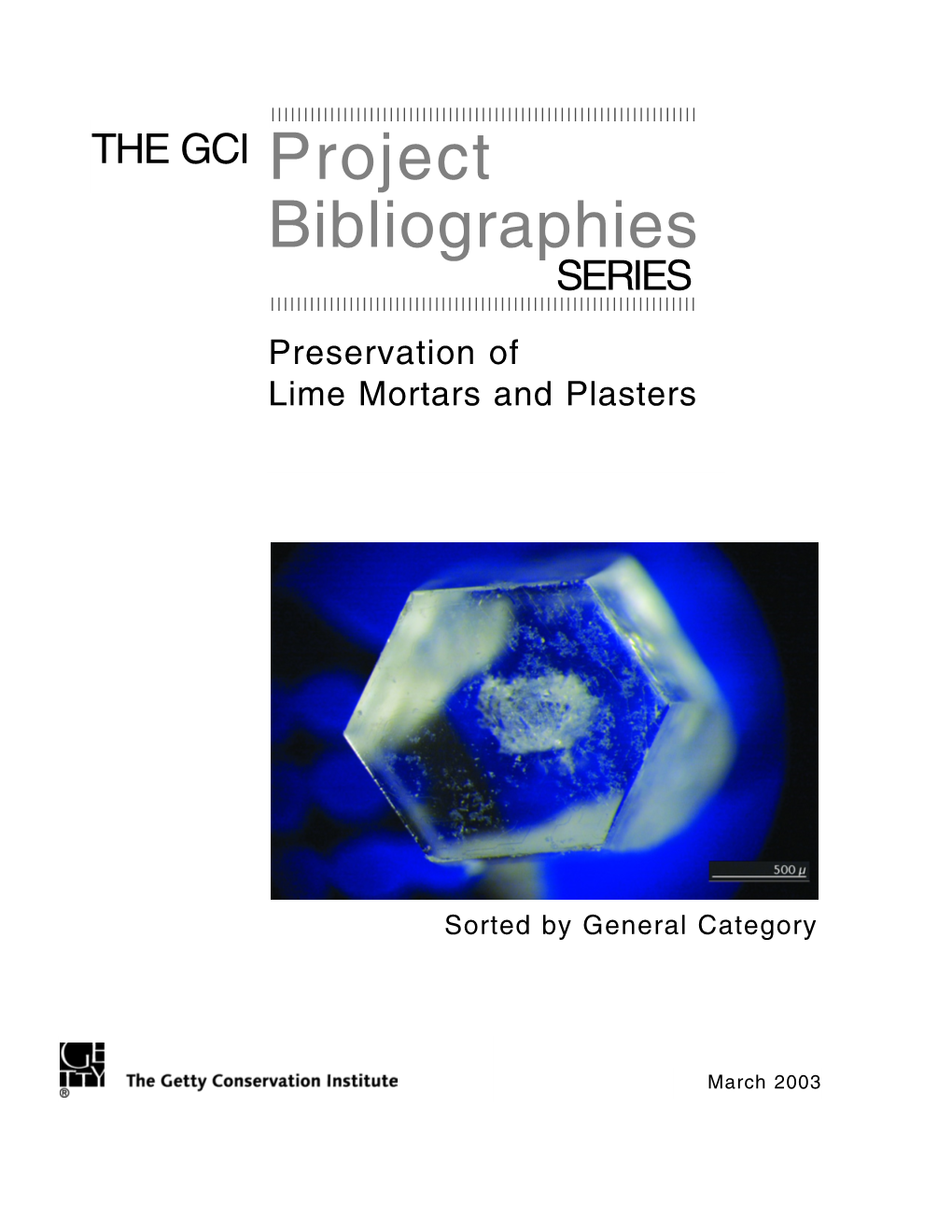 GCI Lime Mortars & Plasters Bibliography: Sorted General Category