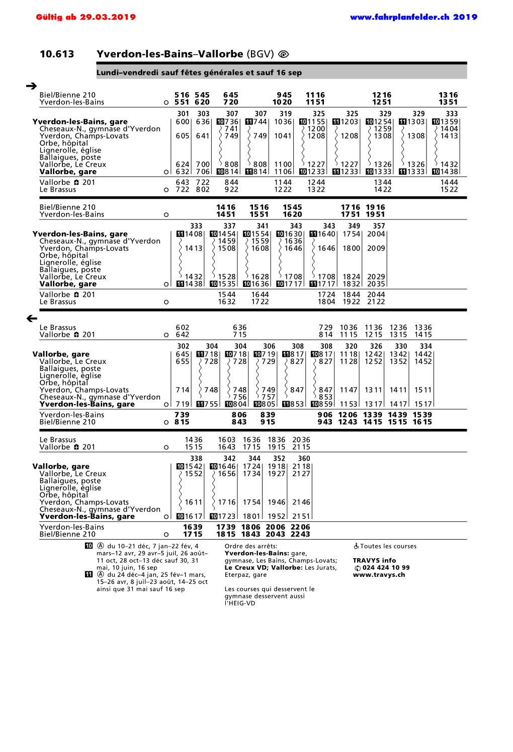 10.613 Yverdon-Les-Bains–Vallorbe (BGV) Û