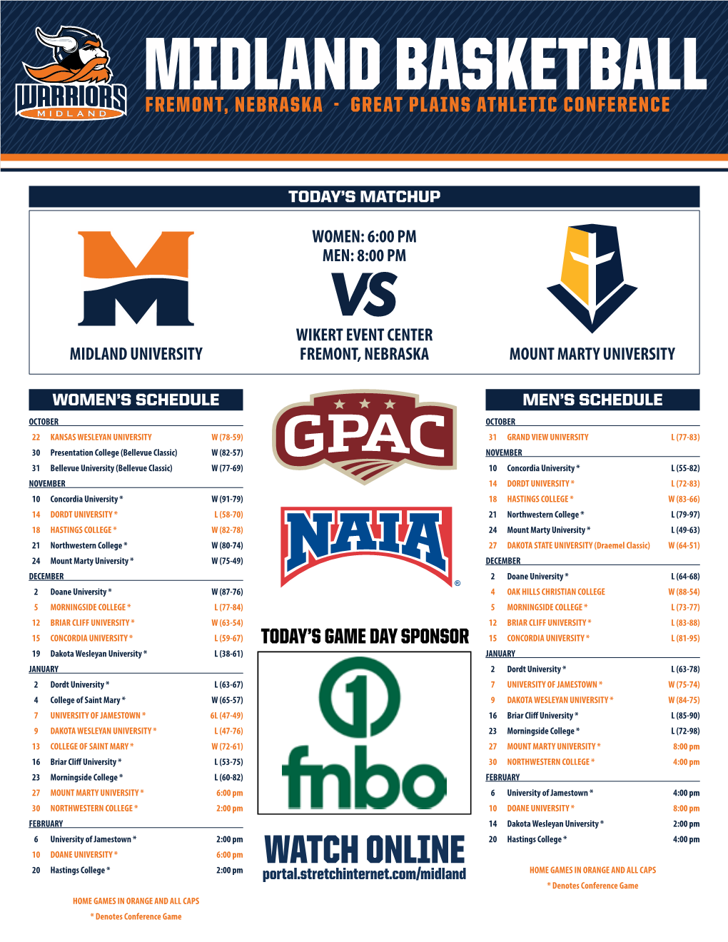 Midland Basketball Fremont, Nebraska - Great Plains Athletic Conference