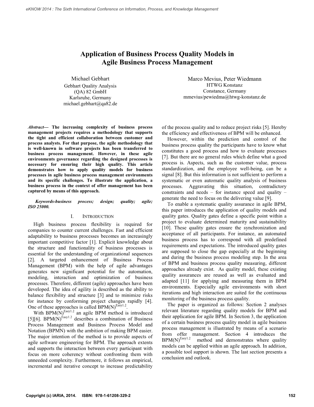 Application of Business Process Quality Models in Agile Business Process Management