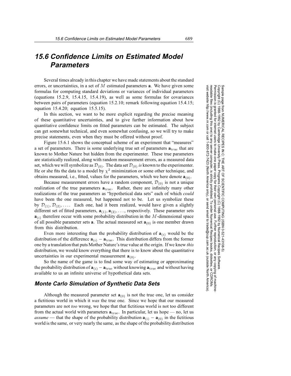 15.6 Confidence Limits on Estimated Model Parameters