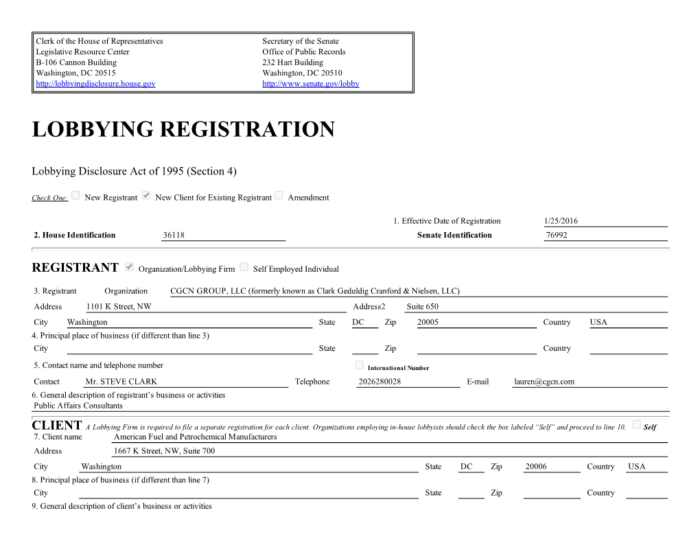 Lobbying Registration