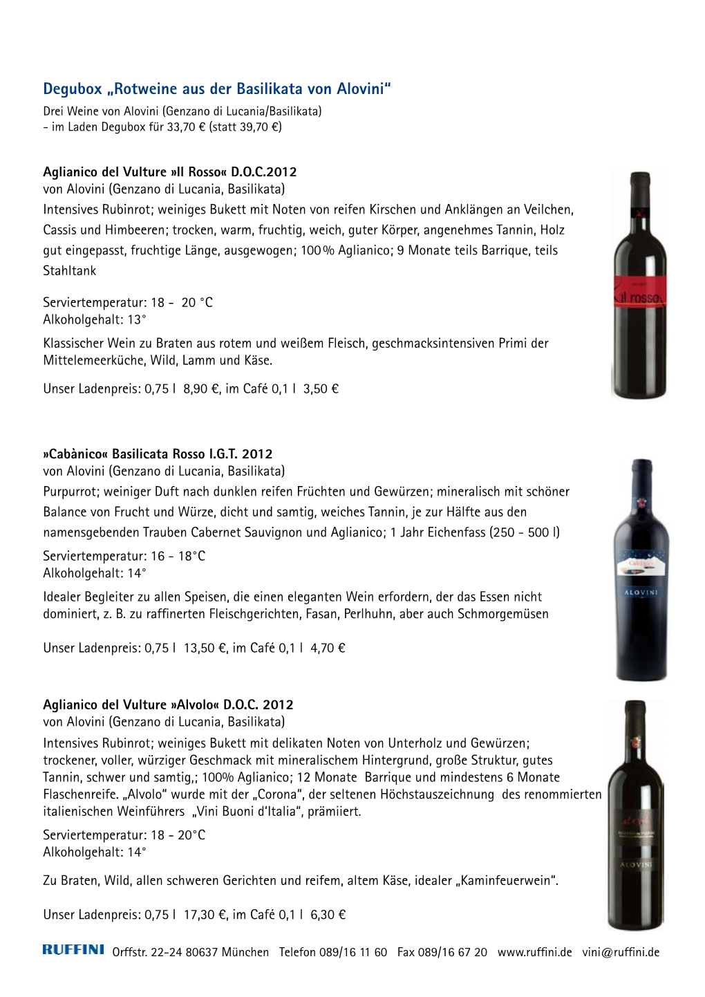 Degubox „Rotweine Aus Der Basilikata Von Alovini“ Drei Weine Von Alovini (Genzano Di Lucania/Basilikata) - Im Laden Degubox Für 33,70 € (Statt 39,70 €)