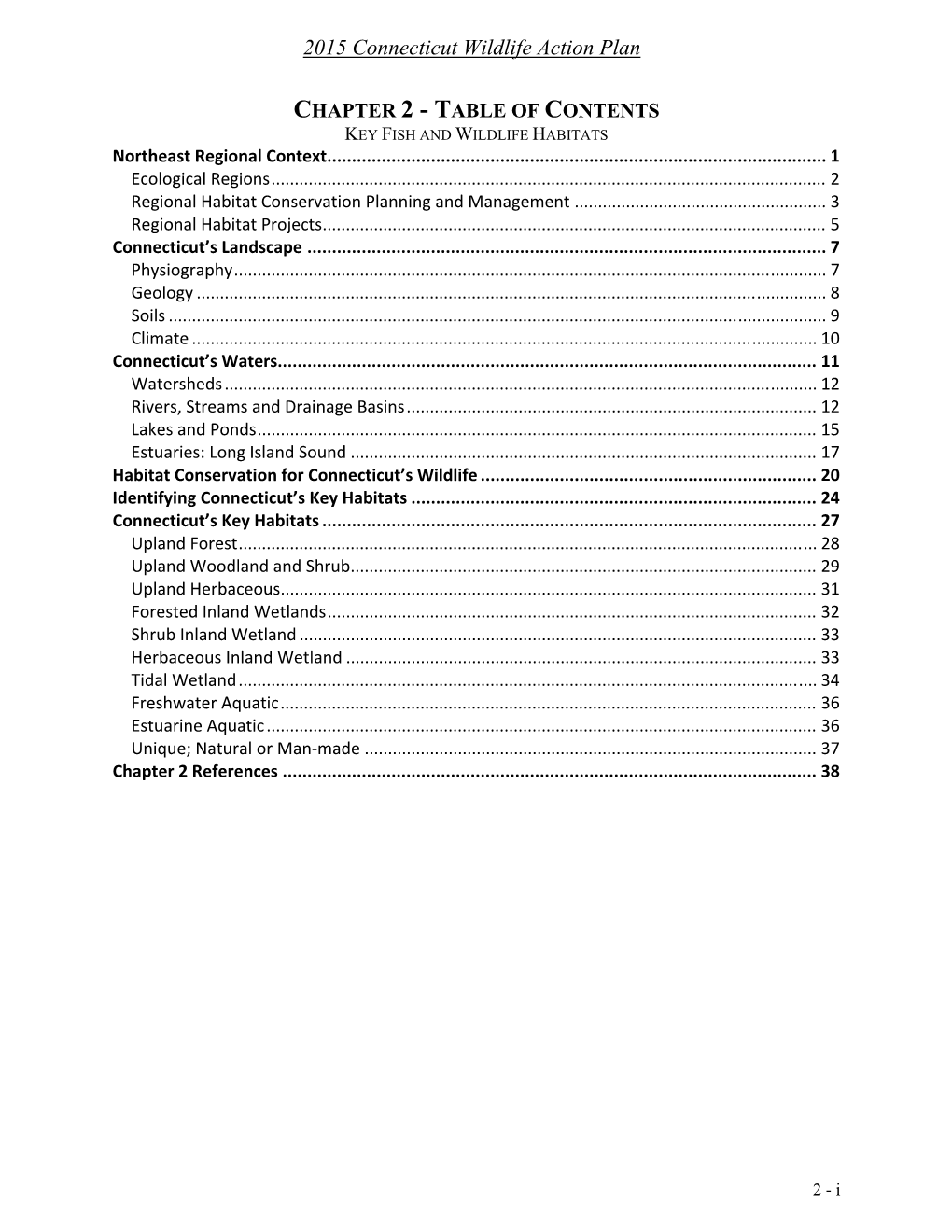 2015 CT Wildlife Action Plan