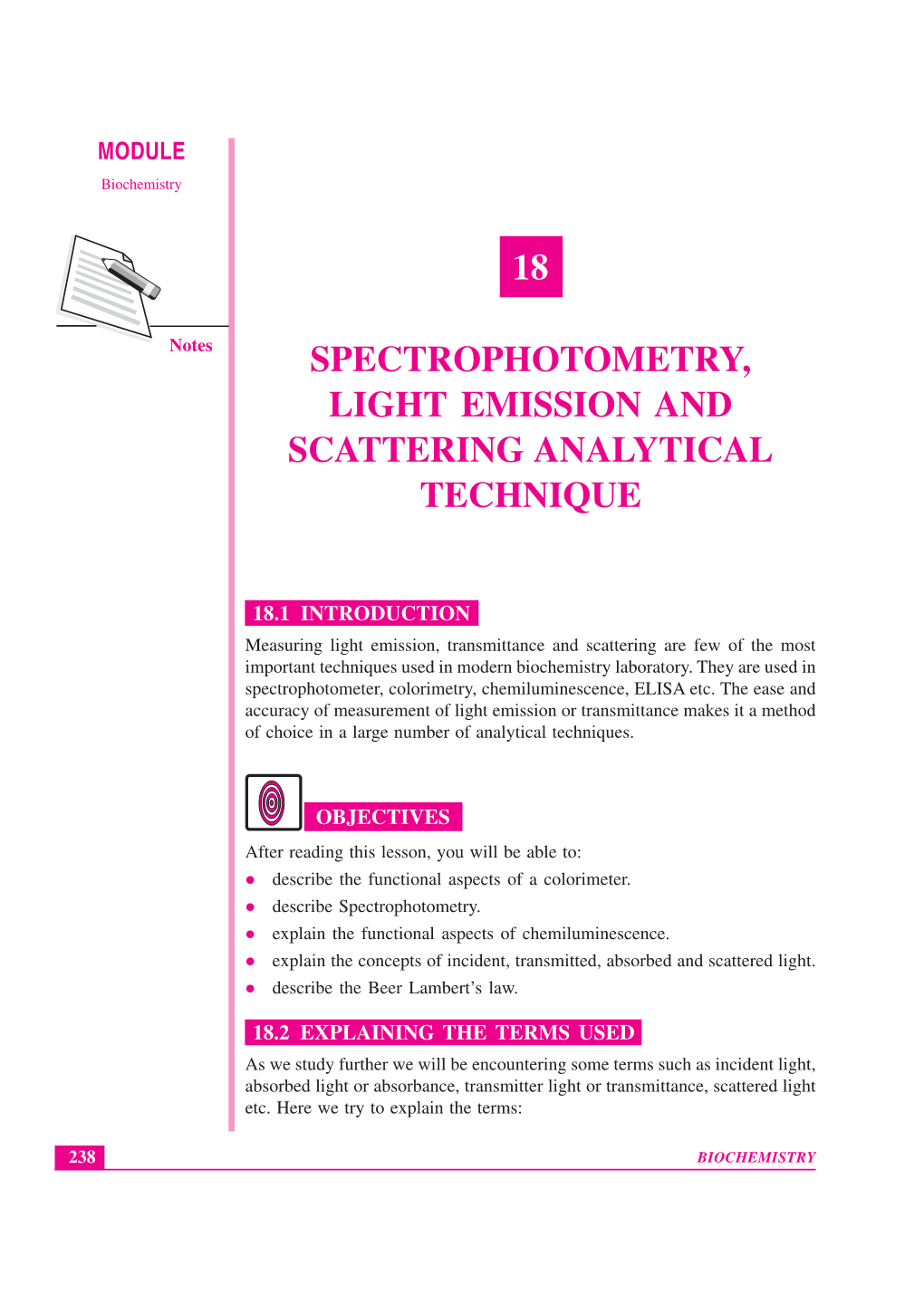 18 Spectrophotometry, Light Emission and Scattering
