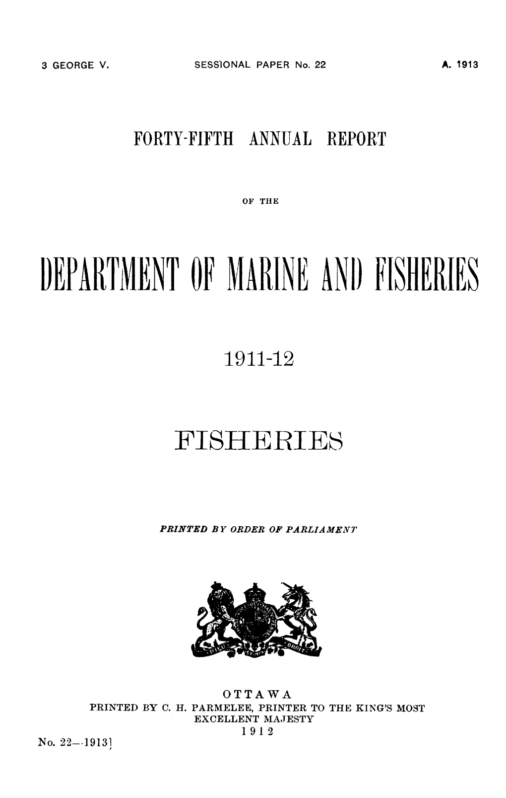 45Th Annual Report, Department of Marine and Fisheries (1911-12)