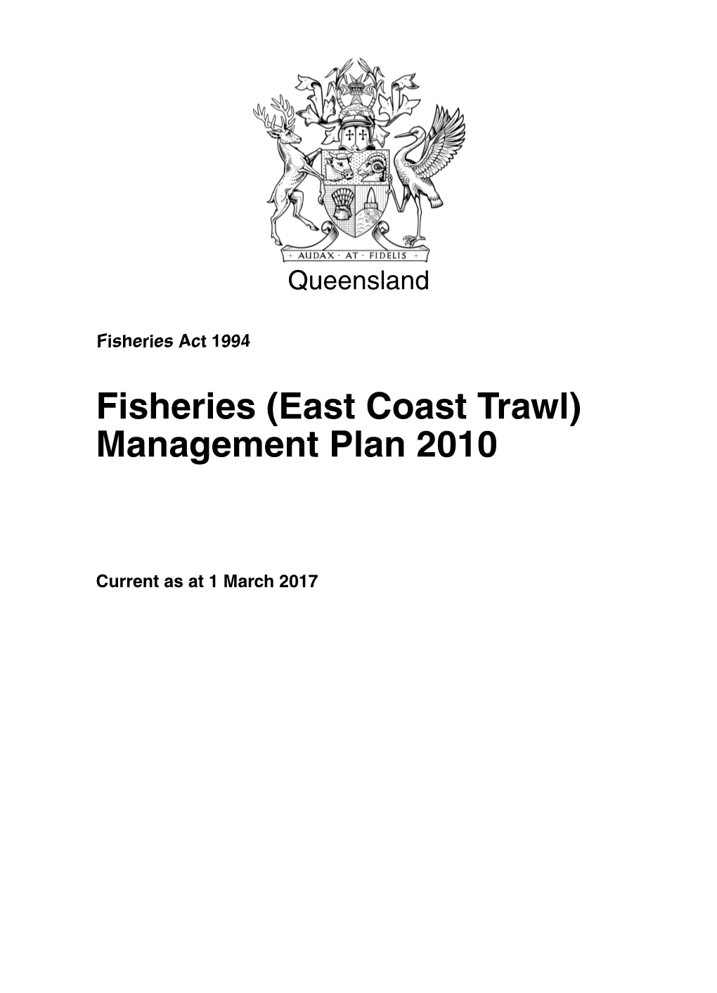 Fisheries (East Coast Trawl) Management Plan 2010