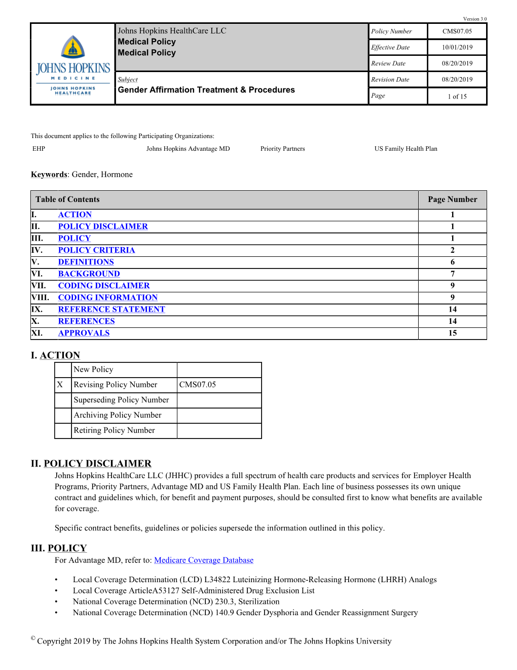 Gender Affirmation Treatment Procedures