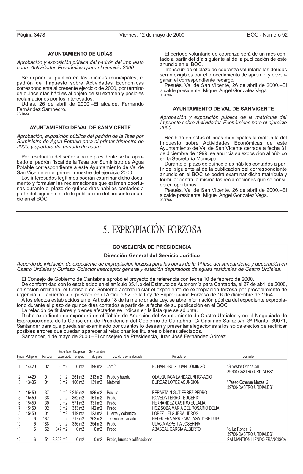 5. Expropiación Forzosa