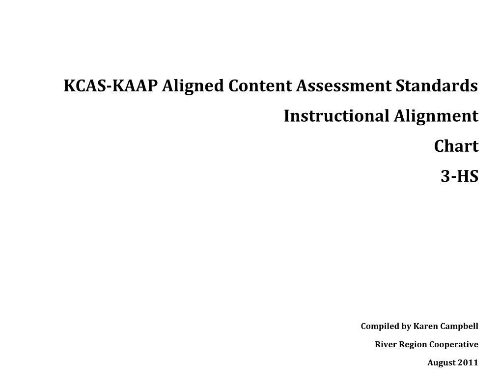 KCAS-KAAP Aligned Content Assessment Standards