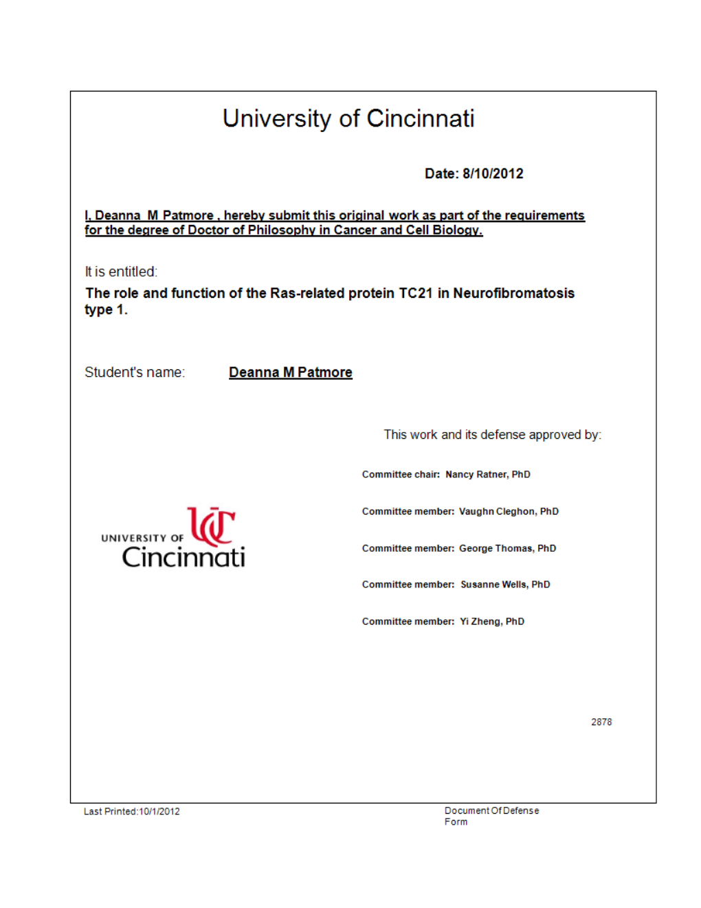 A Dissertation Submitted To