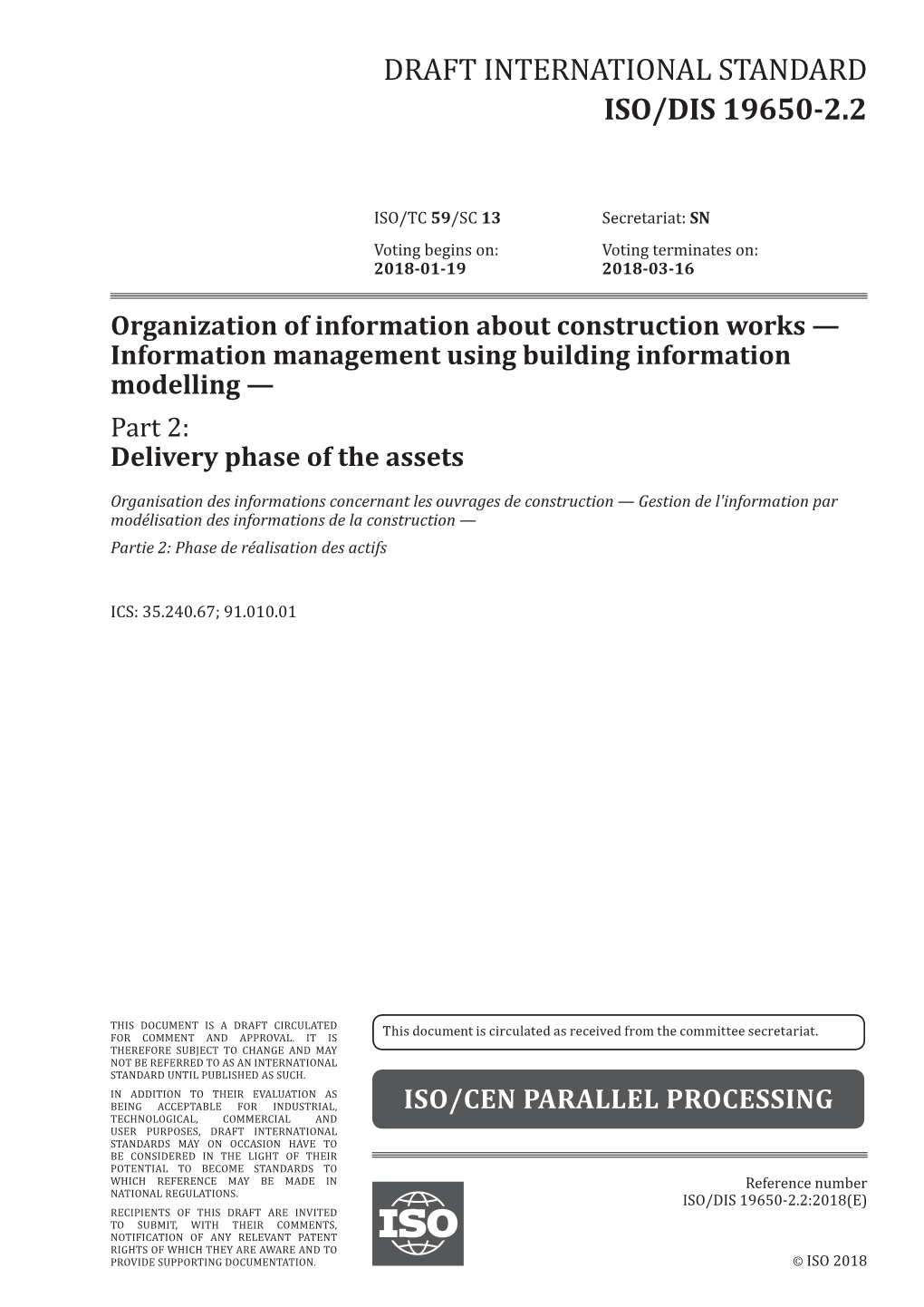 Draft International Standard Iso/Dis 19650-2.2