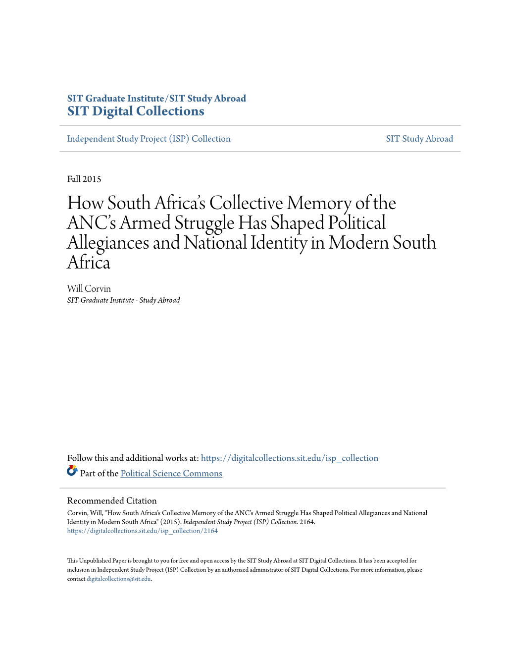 How South Africa's Collective Memory of the ANC's Armed Struggle Has