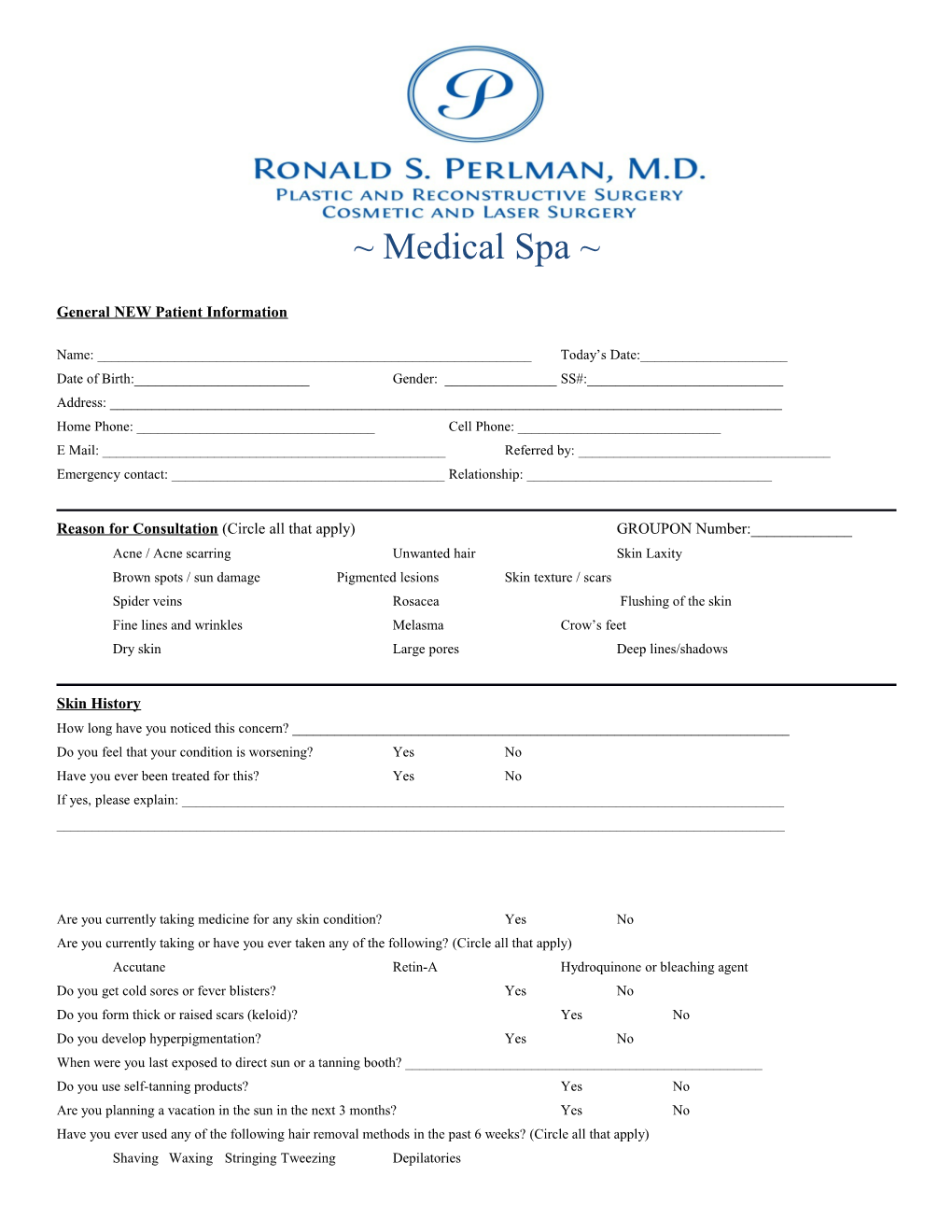 General NEW Patient Information