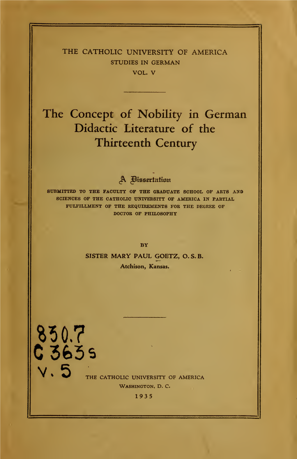 The Concept O Nobility in German Didactic Literature of Thirteenth Century