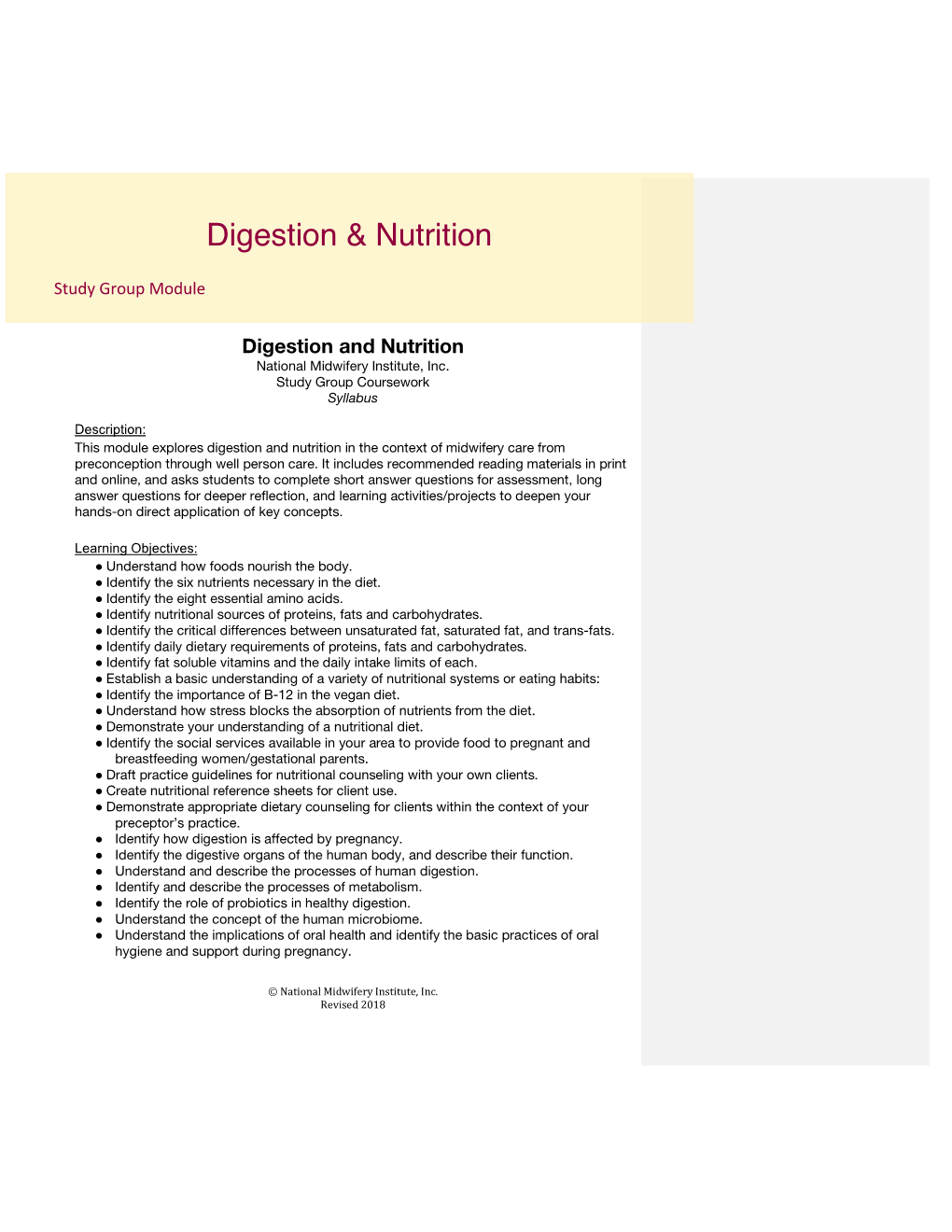 Digestion & Nutrition