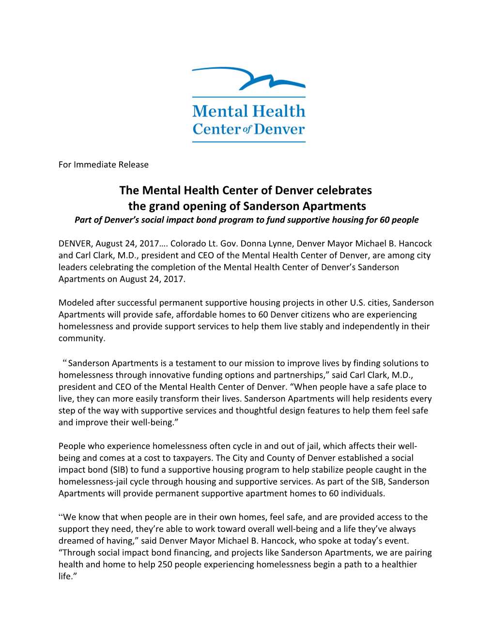 The Mental Health Center of Denver Celebrates