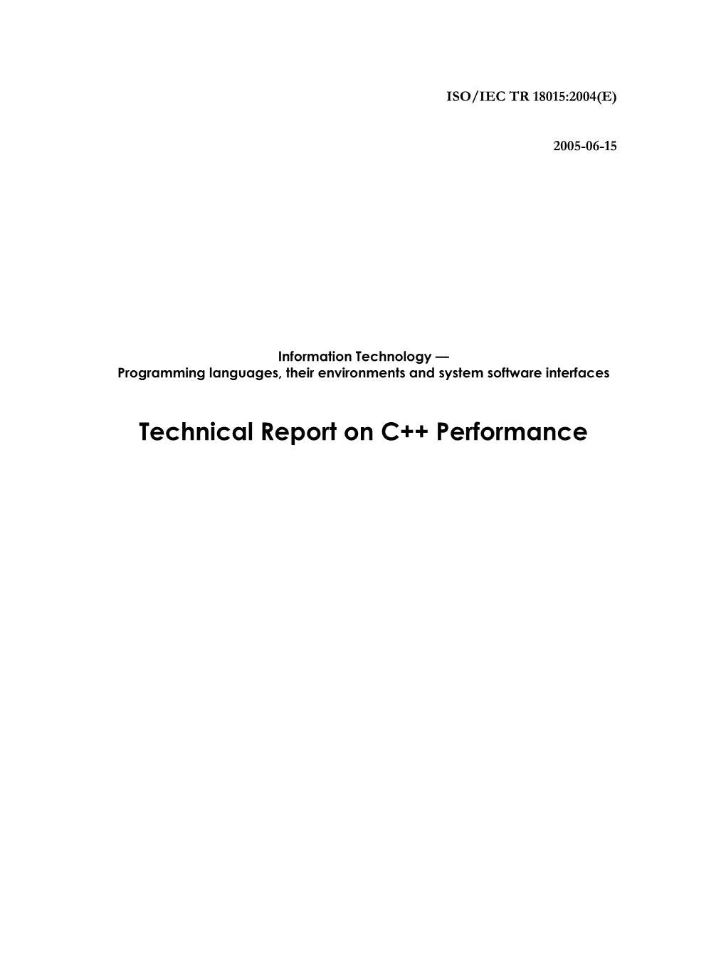 Technical Report on C++ Performance