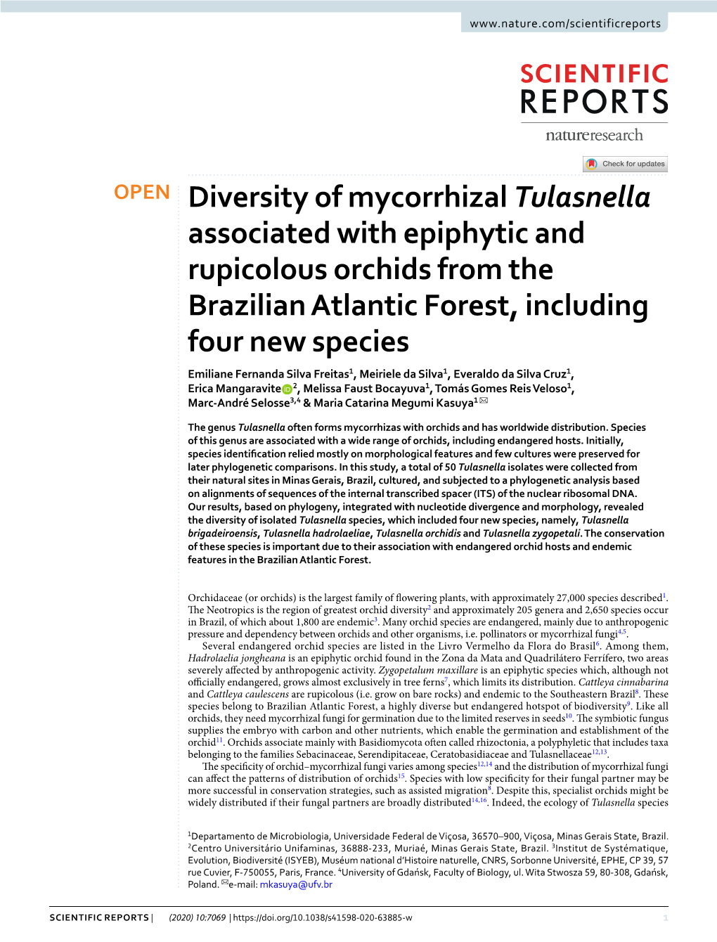 Diversity of Mycorrhizal Tulasnella Associated with Epiphytic And
