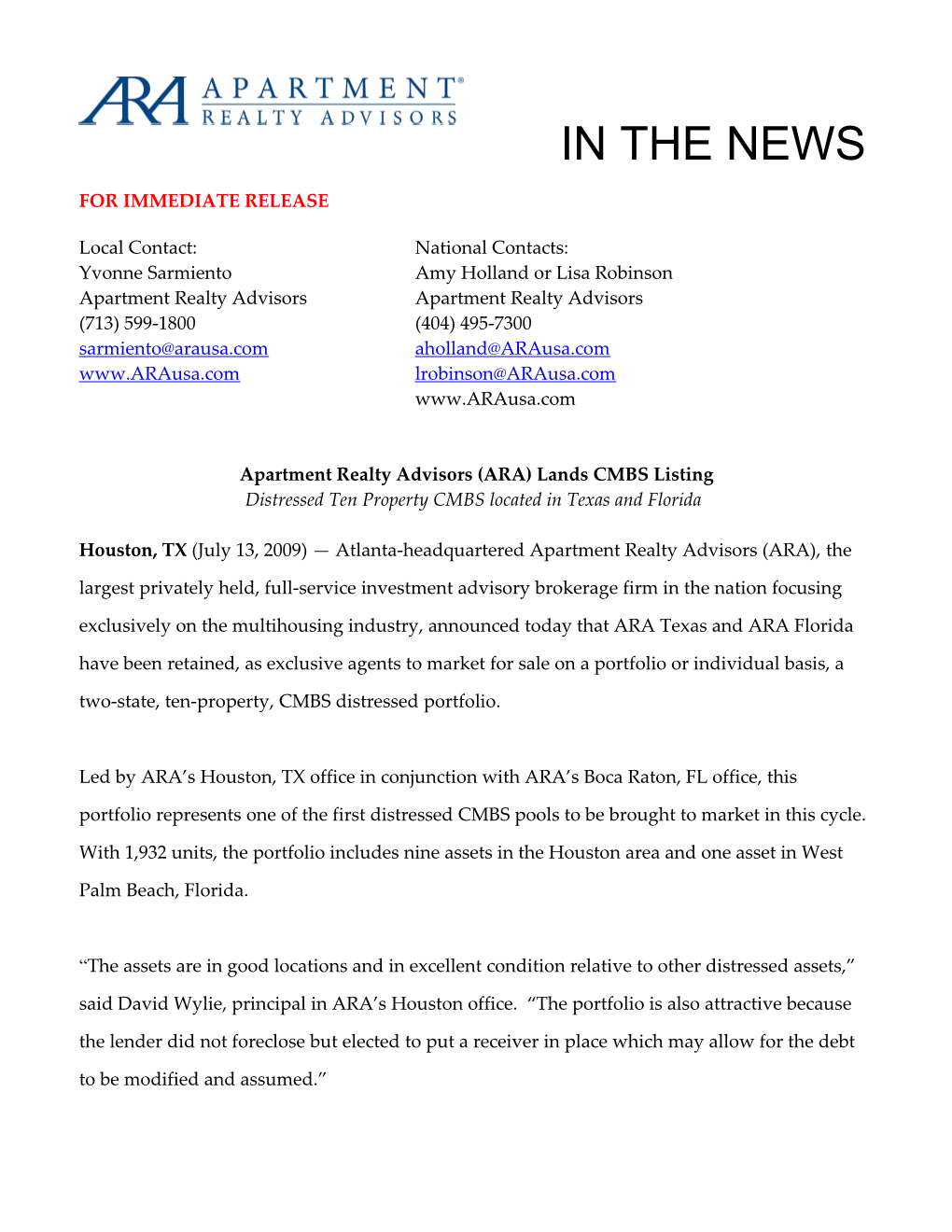 For Immediate Release s471