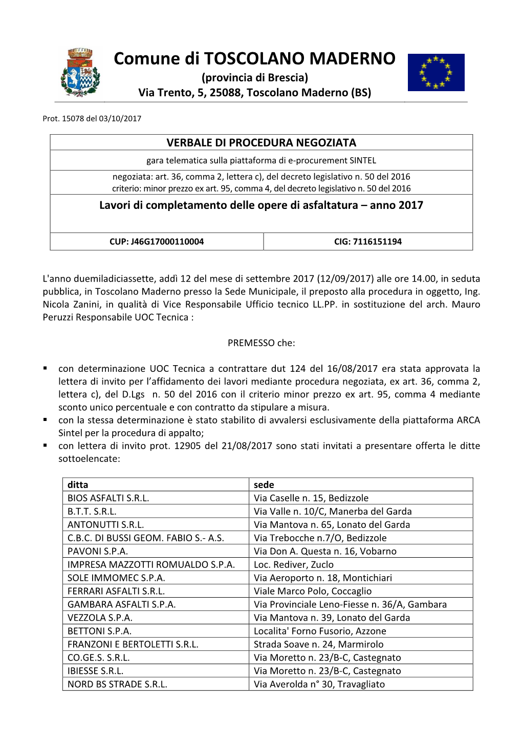 Verbale Procedura Negoziata